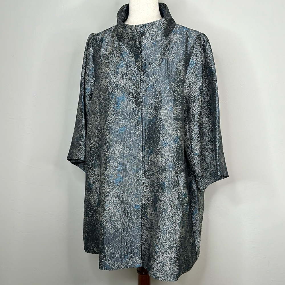 Eileen Fisher Cosmos Jacquard Stand Up Collar Jacket